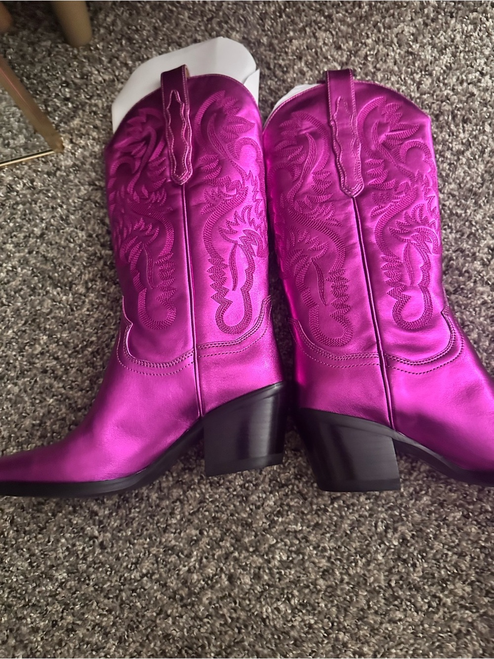 Jeffrey Campbell Metallic Fuchsia Western Cowboy Boots - Picture 3 of 6